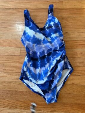 Speedo Blue Tie-Dye One-Piece Swimsuit